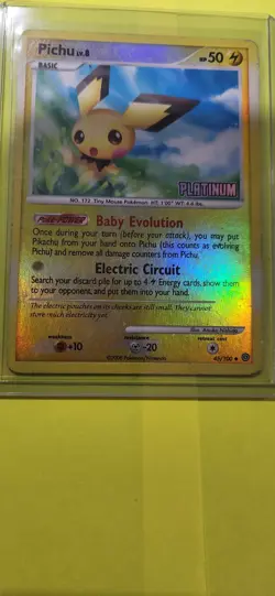 Pokemon - Pichu 45/100 Platinum Reverse Holo Burger King Promo Stamped M/P - Image 3
