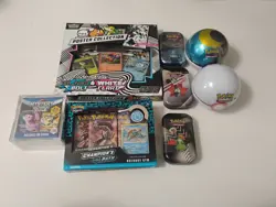 Pokemon Sealed White Flare Poster Collection/Pin Collection/Poke Ball Tins - Image 1