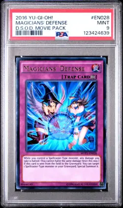Yu-Gi-Oh Dark Side of Dimensions Movie Magicians' Defense PSA 9 MINT MVP1-EN028 - Image 2