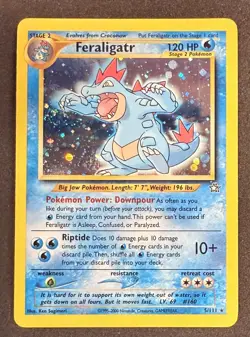 Feraligatr Holo Rare 5/111 Neo Genesis Pokemon Card - NM-/LP+ - WOTC Era SWIRL - Image 1