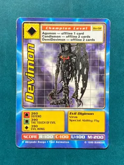 BO-02 Devimon Digimon Card Digi-Battle Series 1 1999 Bandai HP - Image 1