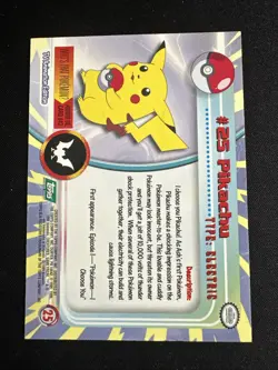 Pikachu #24 LP Black Logo Pokemon Topps TV Animation Edition Card 1999 - Image 2