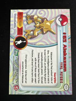 Alakazam #65 NM Green Logo Topps Pokemon Card Near Mint - Image 2