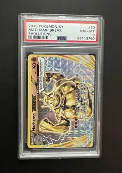 2016 POKEMON XY EVOLUTIONS MACHAMP BREAK CARD 60/108 PSA 8 NM-MT - Image 1