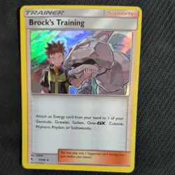 BROCK'S TRAINING 55/68 POKEMON CARD (HIDDEN FATES SET) HOLO - Image 1