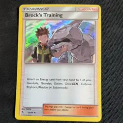 BROCK'S TRAINING 55/68 POKEMON CARD (HIDDEN FATES SET) HOLO - Image 2