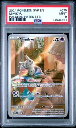 POKEMON SVP PALDEAN FATES ETB PROMO #075 MIMIKYU PSA 9 MINT. - Image 1
