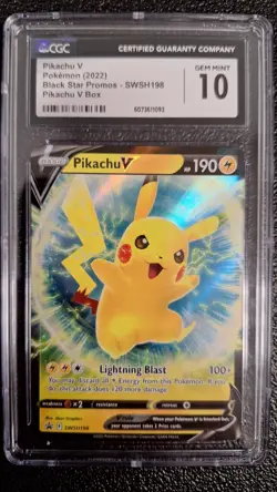 CGC 10 - Pokemon (2022) Black Star Promo Pikachu V Box - Pikachu V #SWSH198 - Image 1