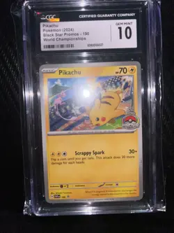 Pokemon Pikachu #190 (World's Stamp 2024) Black Star Promo - CGC 10 - Image 1