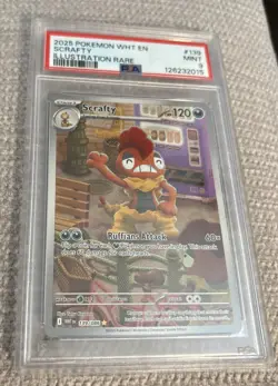 2025 POKEMON WHITE FLARE EN SCRAFTY ILLUSTRATION RARE #139 PSA 9 - Image 2