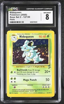 CGC 8 Nidoqueen 2000 Base Set 2 12/130 Holo SWIRL Pokemon Card - Image 1