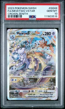 PSA 10 Mewtwo VSTAR GG44/GG70 Crown Zenith: Galarian Gallery Graded Pokemon Card - Image 1