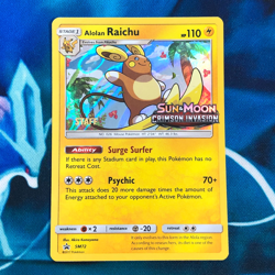 Alolan Raichu - SM72 - STAFF Prerelease Promo Rare Holo - Pokemon Card - LP - Image 1