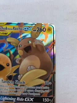 Raichu & Alolan Raichu GX Tag Team Pokemon Card 54/236 Holo Rare - Image 3