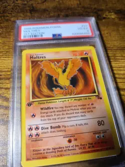 Moltres 12/62 - Fossil - 1st Edition - Vintage Non Holo Pokemon Card - PSA 4 - Image 2