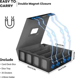 Card Storage Box 3200+ MTG Deck Box with 30 Colorful Divider, Commander Trading - Image 3