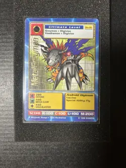 DIGIMON Digital Monsters METALGREYMON Gold Text Bo-80 Trading Card 1999 BANDAI - Image 1