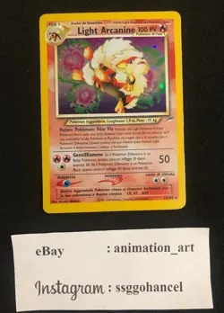 Pokemon TCG Light Arcanine Neo Destiny Holo Card 12/105 Unlimited Rare Italian - Image 1