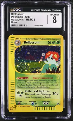 CGC 8 Bellossom 2003 Aquapolis H5/H32 Holo Pokemon Card - Image 1
