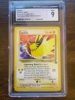 CGC 9 MINT Zapdos 23 Black Star Promo Aoki Error 2000 WOTC Pokemon Card - Image 1