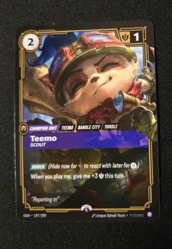 League Of Legends RIFTBOUND Teemo Scout Promo Card 197/298 New, Sleeved - Image 1
