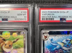 PSA 10 Eevee Vaporeon Jolteon Flareon Master Ball Holo Set of 4 Pokemon Card 151 - Image 3