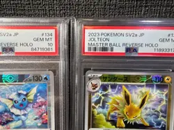 PSA 10 Eevee Vaporeon Jolteon Flareon Master Ball Holo Set of 4 Pokemon Card 151 - Image 4