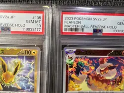 PSA 10 Eevee Vaporeon Jolteon Flareon Master Ball Holo Set of 4 Pokemon Card 151 - Image 5