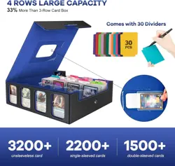 3200+ Trading Card Storage Box with Commander Display, 4-Row TCG Card Box with P - Image 4
