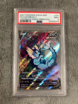 Pokemon Vaporeon v SWSH181 Alternate Art 2021 Black Star Promo PSA 9 Mint - Image 1