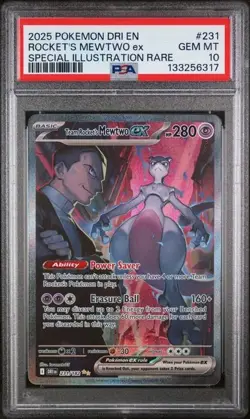2025 Pokemon SV Destined Rivals DRI EN Team Rocket's Mewtwo ex #231/182 PSA 10 - Image 1