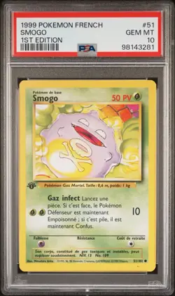 1999 Pokemon 1st Edition Base Set French Smogo-Koffing 51/102 PSA 10 GEM MINT - Image 1