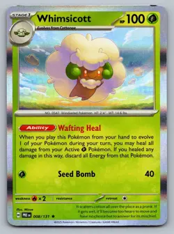 Pokemon TCG Prismatic Evolutions Whimsicott #8 Holo - Image 1