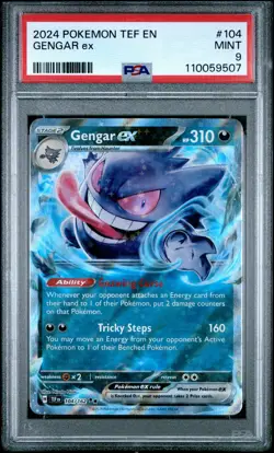 PSA 9 Gengar EX #104 Pokemon Temporal Forces English 2024 - Image 1