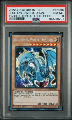 2022 Yu-Gi-Oh! Blue-Eyes White Dragon MP22-EN266 Secret Rare PSA 8 NM MT - Image 1