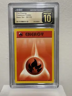 Pokemon TCG Fire Energy Base Set Card 98/102 Regular Common 1999 CGC Pristine 10 - Image 1