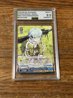 Weiss Schwarz Sinon AGS 9.5 Sword Art Online SAO Card S100-092 Grading Mint+ - Image 1