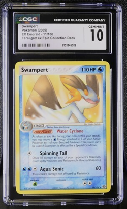 TOP POP POP 1 Pokemon TCG Swampert EX Emerald Rare Card #11/106 CGC 10 GEM MINT - Image 1