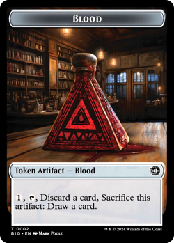MTG Treasure Blood 2 Token Foil Outlaws of Thunder Junction - Image 1