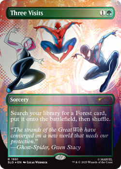 MTG Three Visits 1991 Rare Foil Secret Lair Marvel's Spider-Man: Heroic Deeds - Image 1
