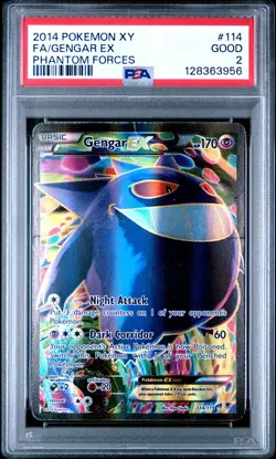 2014 POKEMON XY PHANTOM FORCES #114 FULL ART/GENGAR EX PSA 2 - Image 1