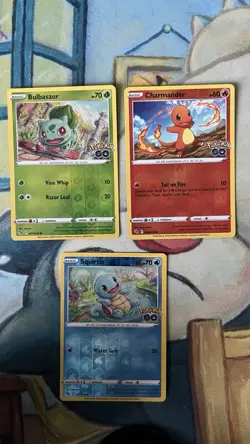 Pokemon Go Reverse Holo Bundle Bulbasaur Charmander Squirtle 001 008 015 - Image 1