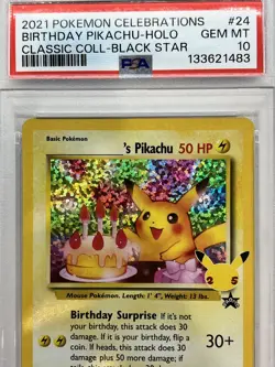 PSA 10 Birthday pikachu #24/102 - Celebrations Classic Collection Pokemon TCG - Image 2
