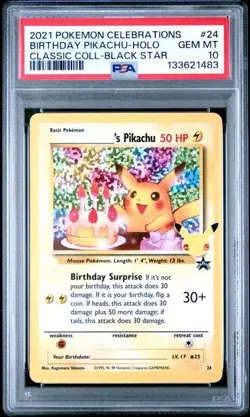 PSA 10 Birthday pikachu #24/102 - Celebrations Classic Collection Pokemon TCG - Image 3