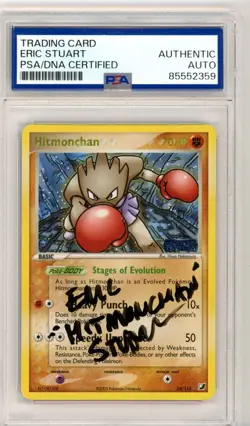 PSA Signed Eric Stuart Pokemon TCG Hitmonchan 24/115 Unseen Forces Reverse Holo - Image 1