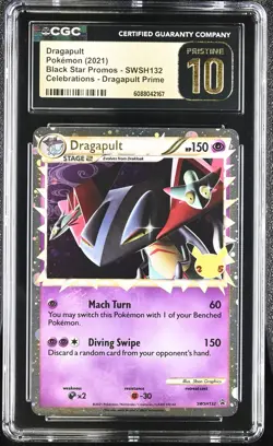CGC 10 PRISTINE Dragapult 2021 Black Star Promo SWSH132 Celebrations Pokemon - Image 1