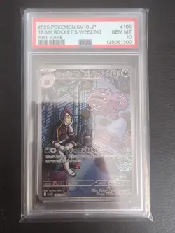 Team Rocket's Weezing 105/098 Holographic Pokemon Card SV10 PSA 10 - Image 1