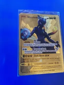Pokemon Mewtwo GX Gold Foil Fan Art Collector Card - 300 HP - Image 2