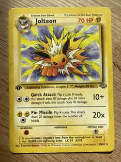 Pokemon TCG Jolteon 1st Edition Jungle Set #20/64 Non-Holo Rare Card - Image 1