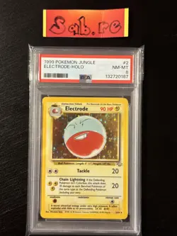 PSA 8 Electrode Holo Rare Jungle 2/64 Pokemon Card - Image 1
